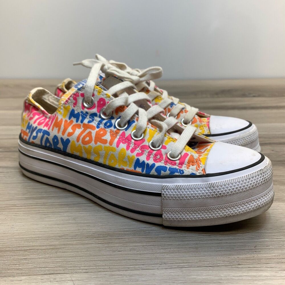 Converse My Story Womens Chunky High Platform Sneaker Shoes Colorful Size 6